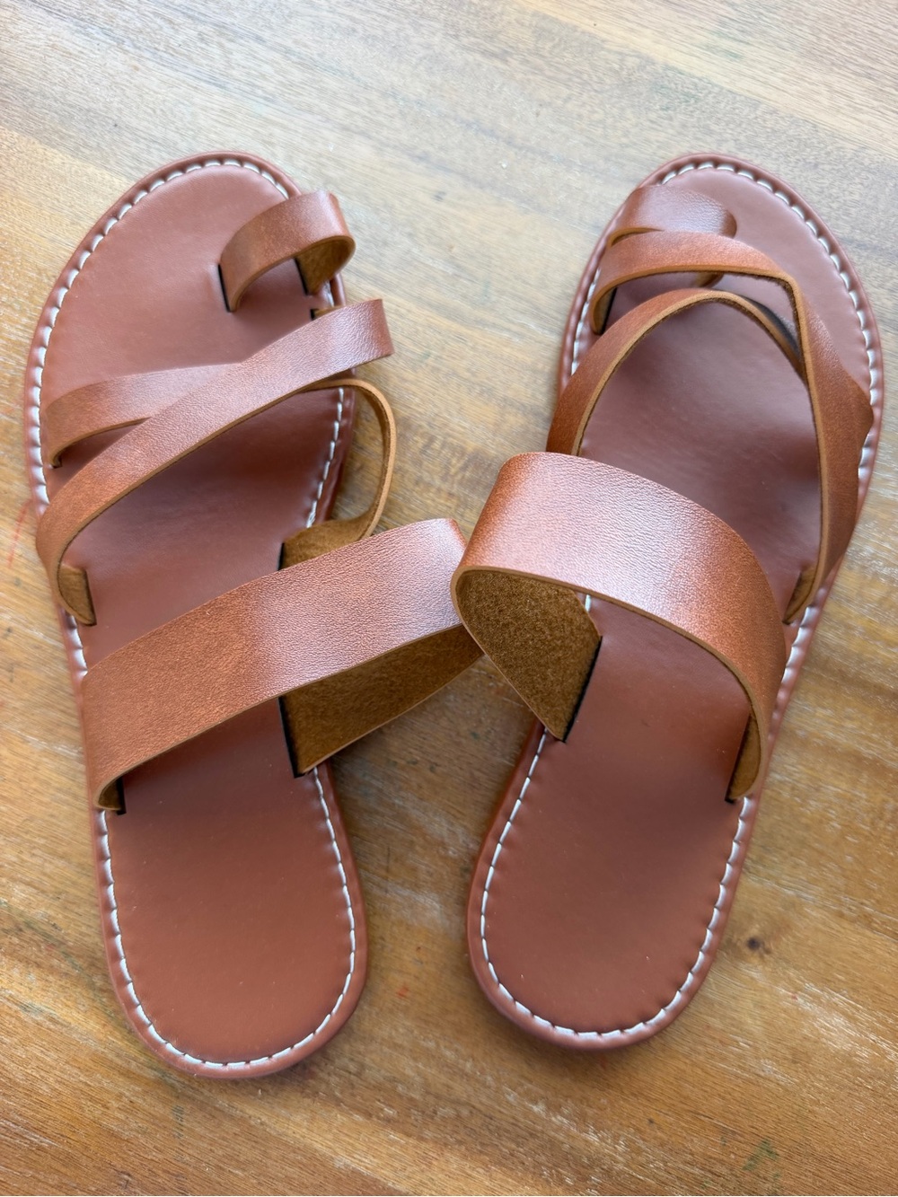 Women's Brown Strappy Slide Sandals